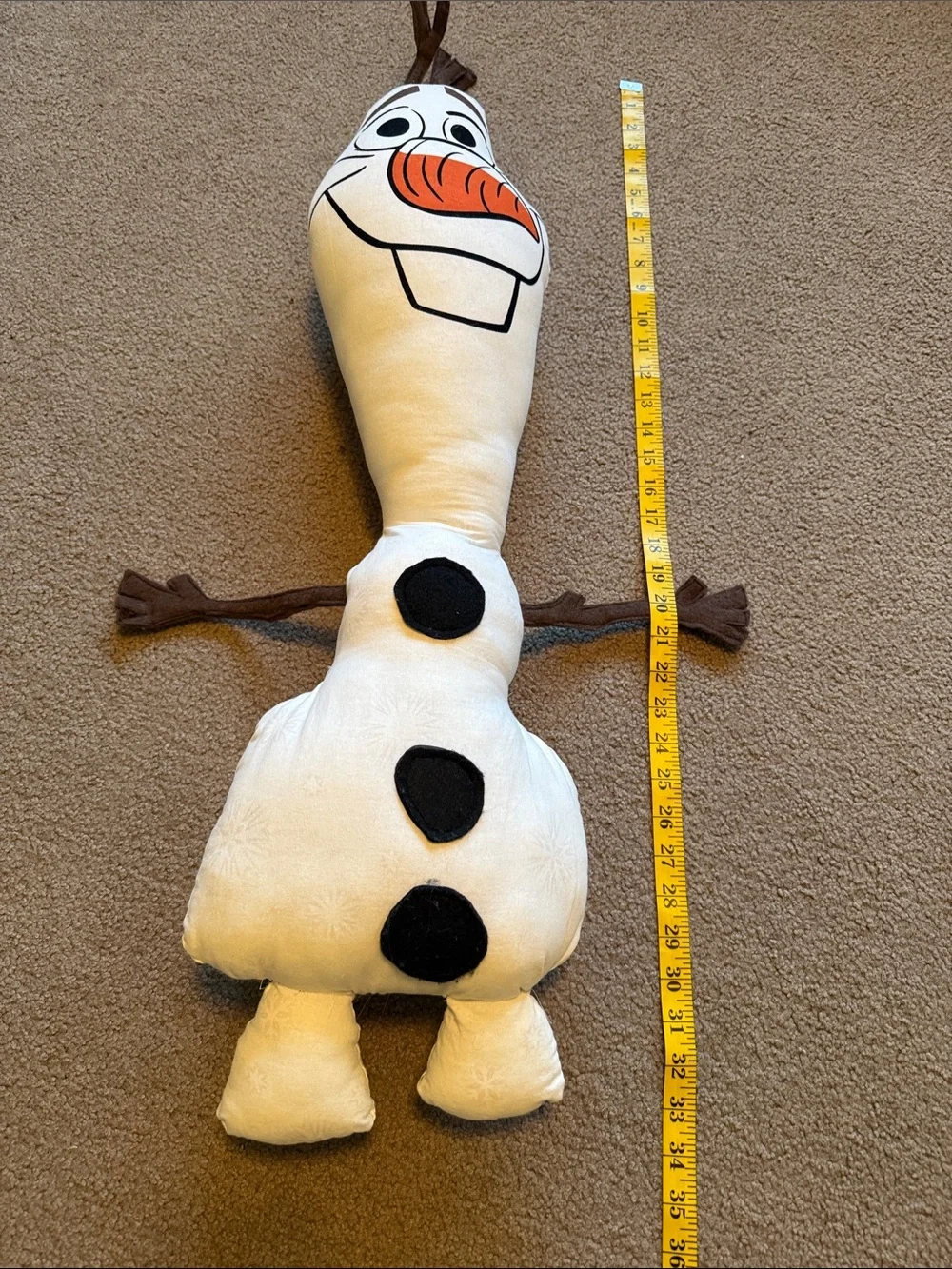 Olaf Plush Pillow - White, Black, Orange